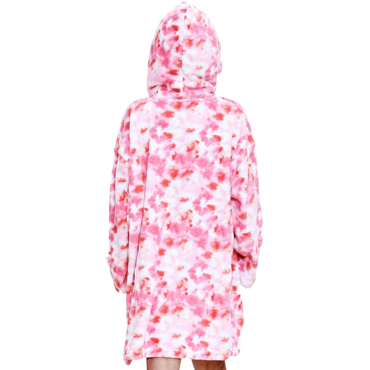 Kids Girls Boys Oversized Hoodie Blue Tartan Printed Snuggle Soft Fleece Blanket