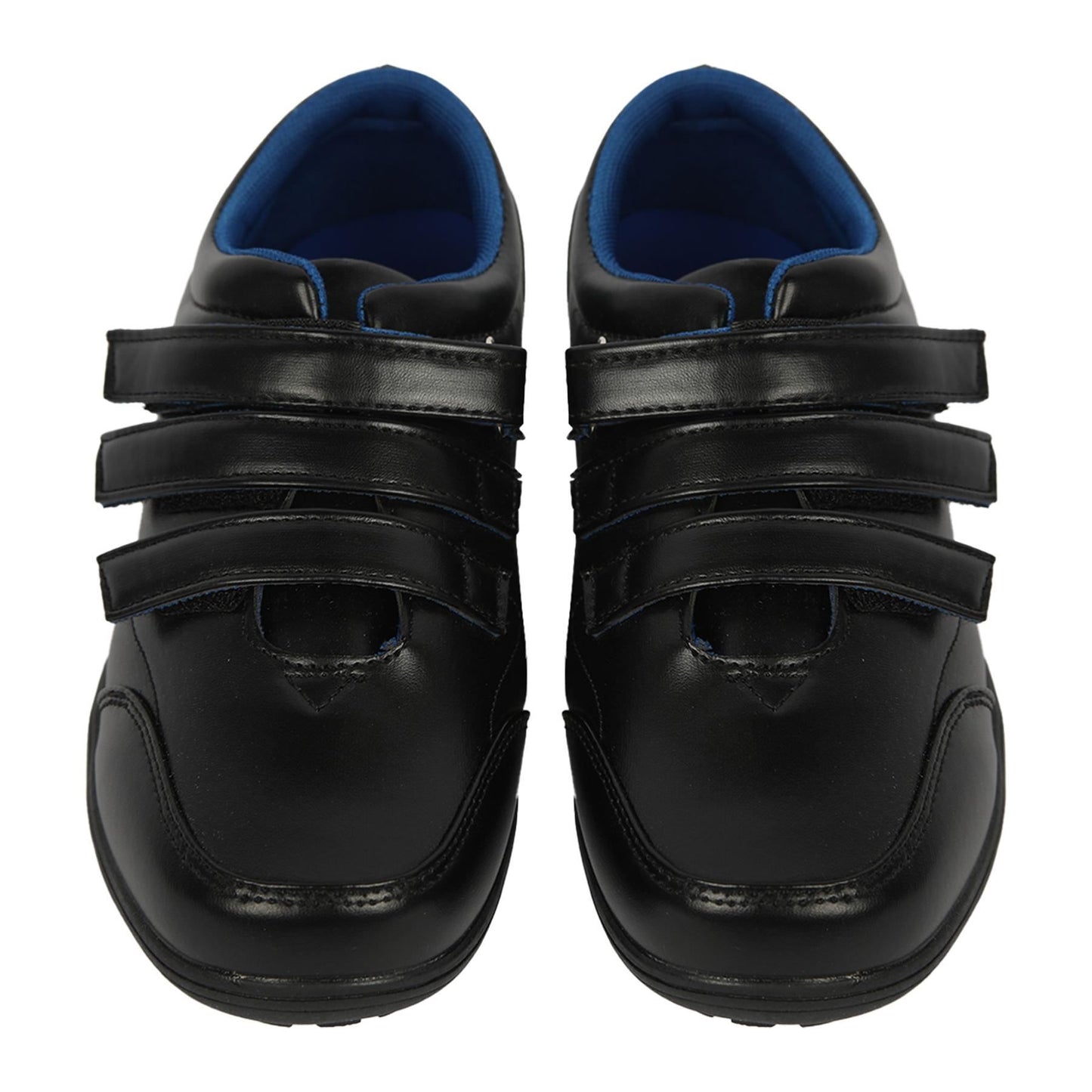 Kids Boys Teens School Shoes Black PU Leather Velcro Strap Trainers Size 10 to 7