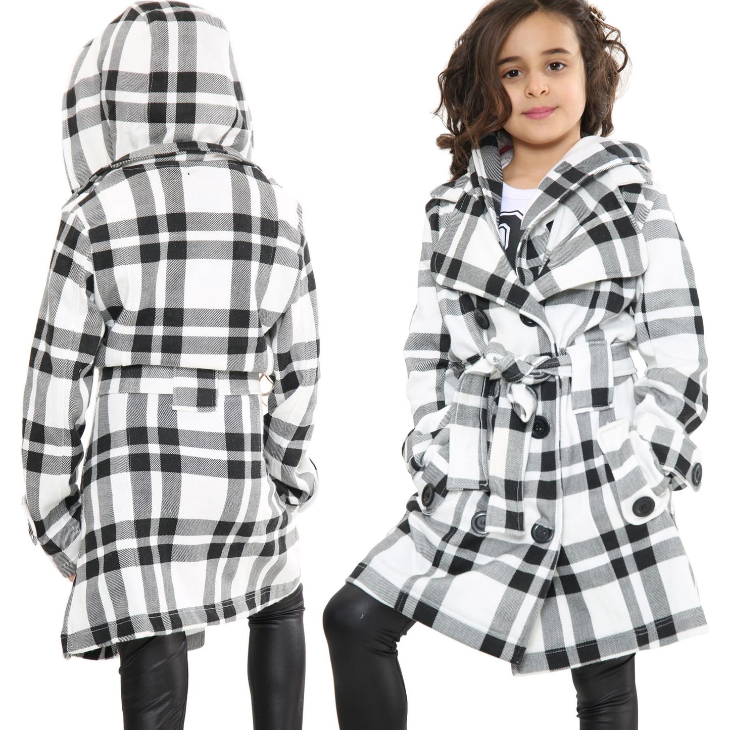 A2Z 4 Kids Parka Jacket Hooded Warm Jacket Oversized Belted Cuffs 5 -13 Years