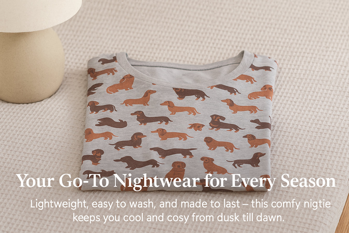 A2Z Ladies Sausage Dog Nightie Grey Soft Cotton Jersey Oversized Sleep Dress