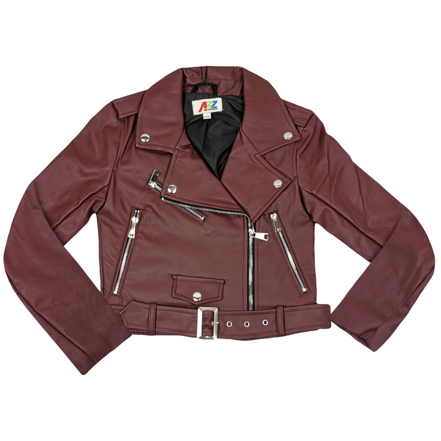 A2Z 4 Kids Girls PU Leather Jacket Zip Up Biker Trendy Belted Coats 5-13 Years