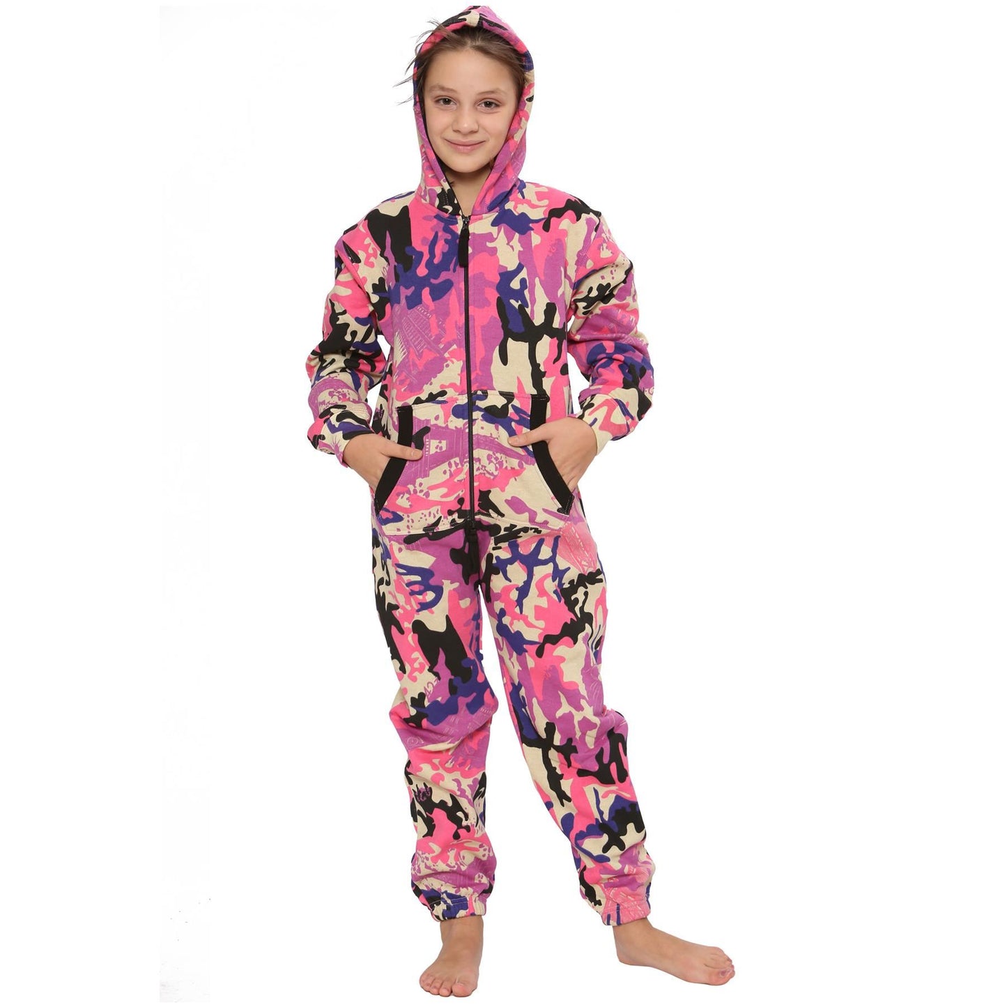 A2Z Onesie One Piece Kids Camo Baby Pink Pyjamas Sleepsuit Costume Girls & Boys
