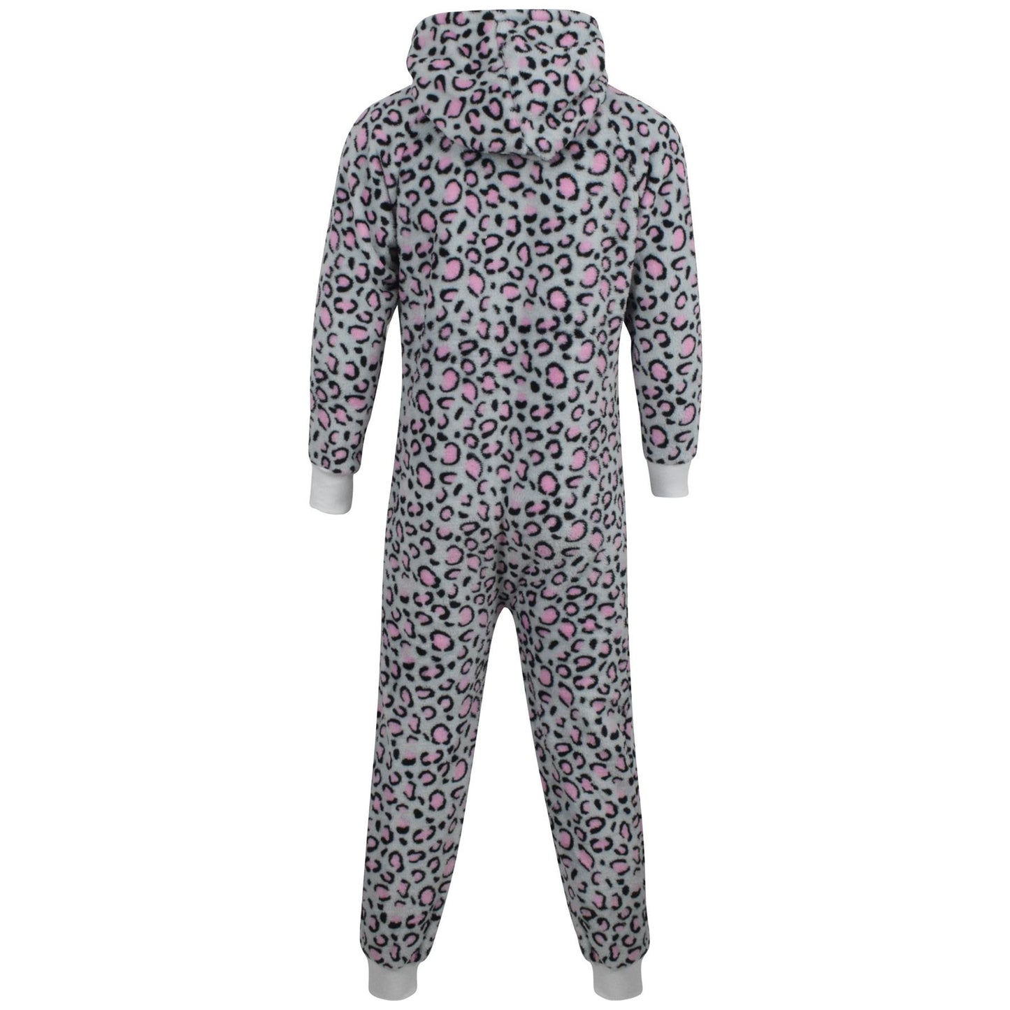 Kids Boys Girls Soft Fluffy Leopard Pink Grey A2Z Onesie One Piece Xmas Costume