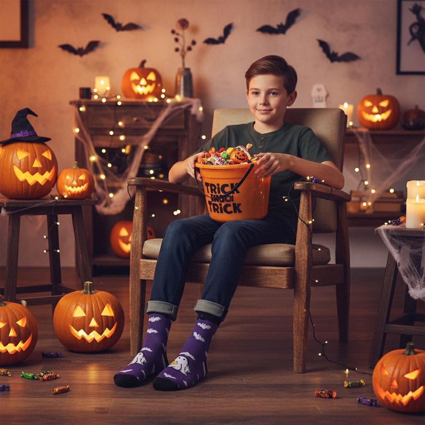A2Z 4 Kids Girls Boys Novelty Halloween Boo Crew Socks Comfort Warm Thick Socks