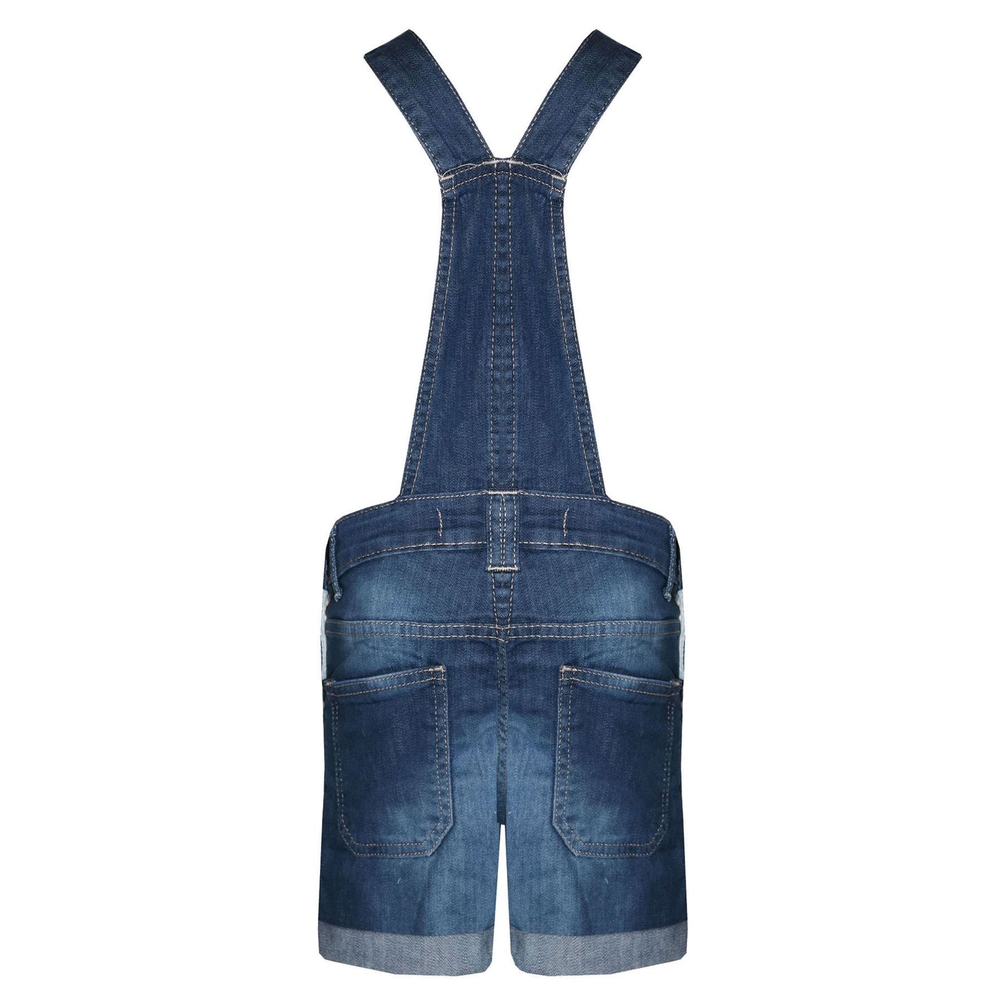 Kids Girls Denim Stretch Dungaree Shorts Jumpsuit Playsuit All In One 7-13 Years