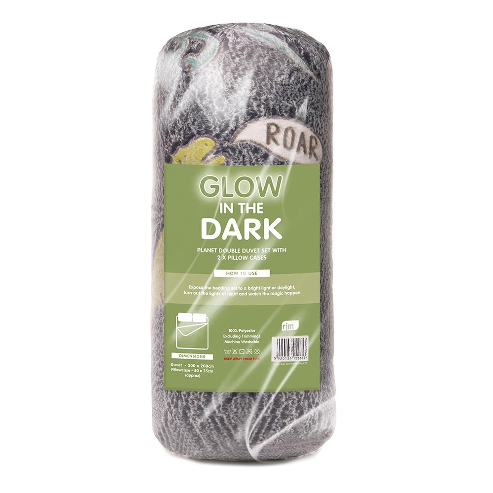 Double Duvet Cover Set Glow In The Dark Dinosaur Super Soft Warm Two Pillow Case