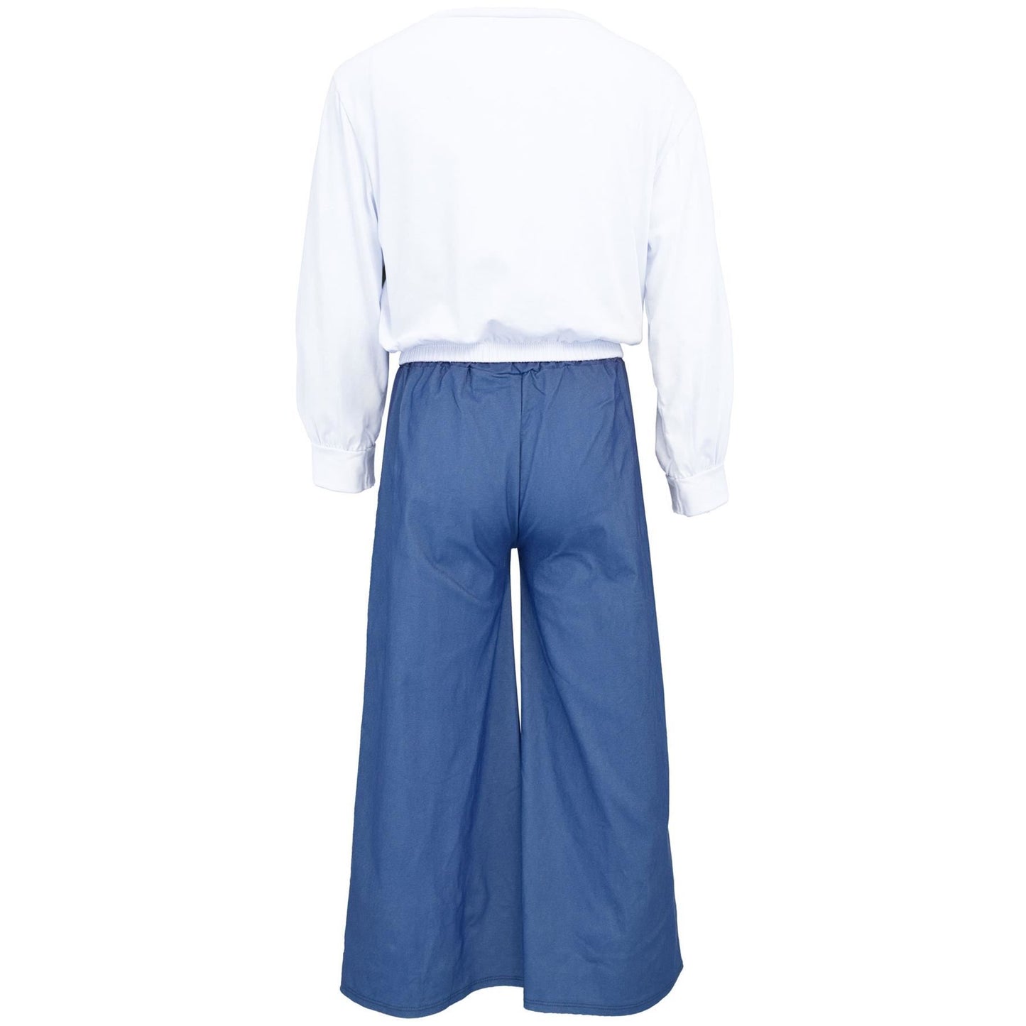 Kids Girls Crop Top Set Casual Long Sleeve Crop Top Flared Trouser Age 3-14