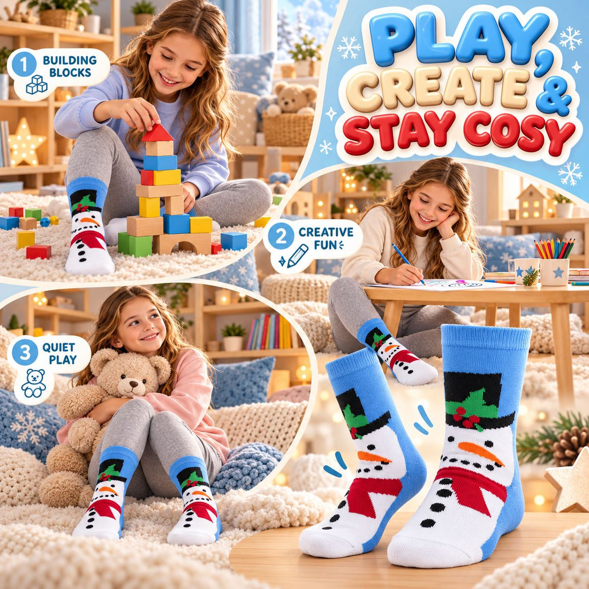 Kids Boys Girls Cotton Rich Christmas Socks Xmas Festive Soft Winter Socks