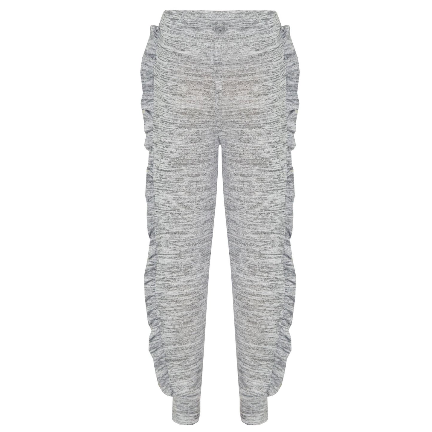 Kids Jogging Suit Girls Plain Frill Sleeve Lounge Suit Tracksuit Top Bottom 2-13