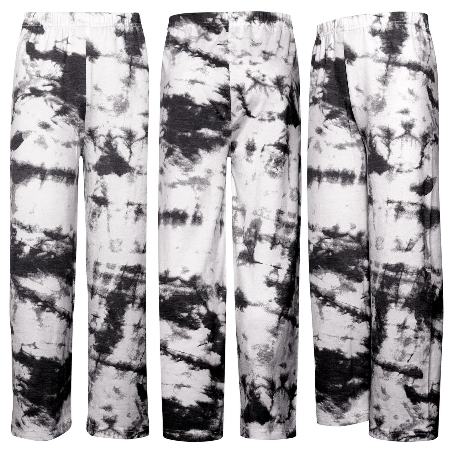Kids Girl Palazzo Black Flared Wide Leg Tie Dye Print Baggy Loose Summer Trouser