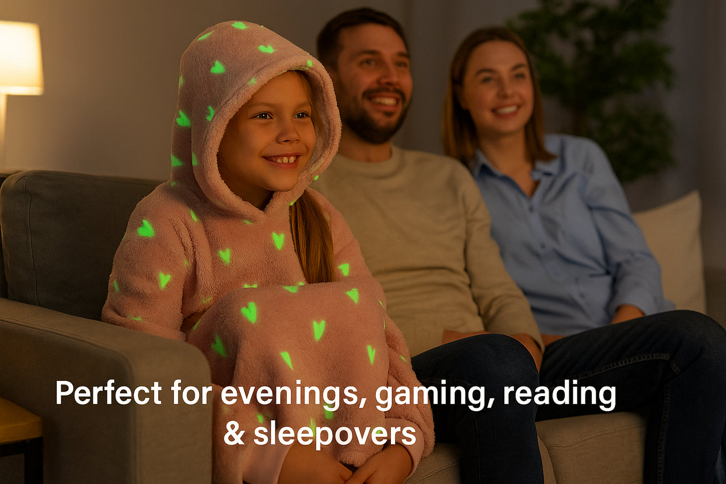 A2Z 4 Kids Girls Boys Blanket Glow in The Dark Heart Oversized Wearable Hoodie