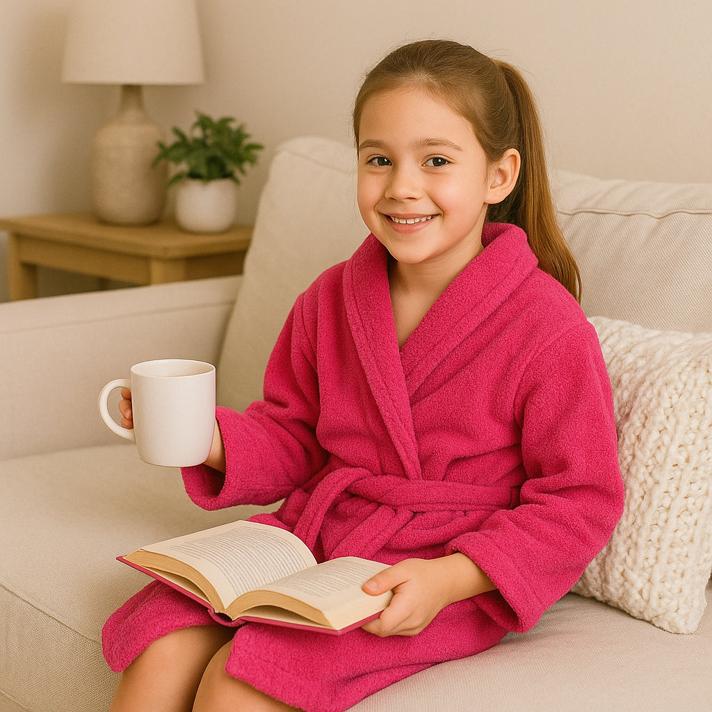 A2Z 4 Kids Girls Boys Towel Bathrobe Shawl Collar Soft for Age 5-13 Years