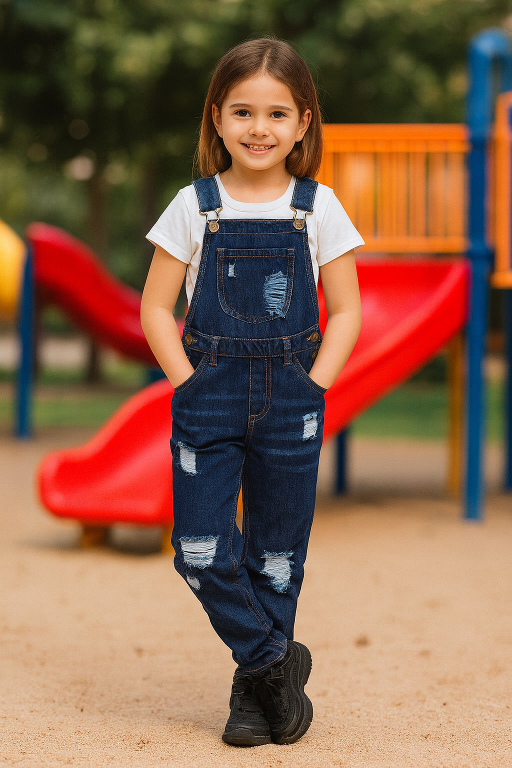A2Z 4Kids Girls Dungaree Ripped Jeans Overall All In One Jumpsuit 5-13 Years