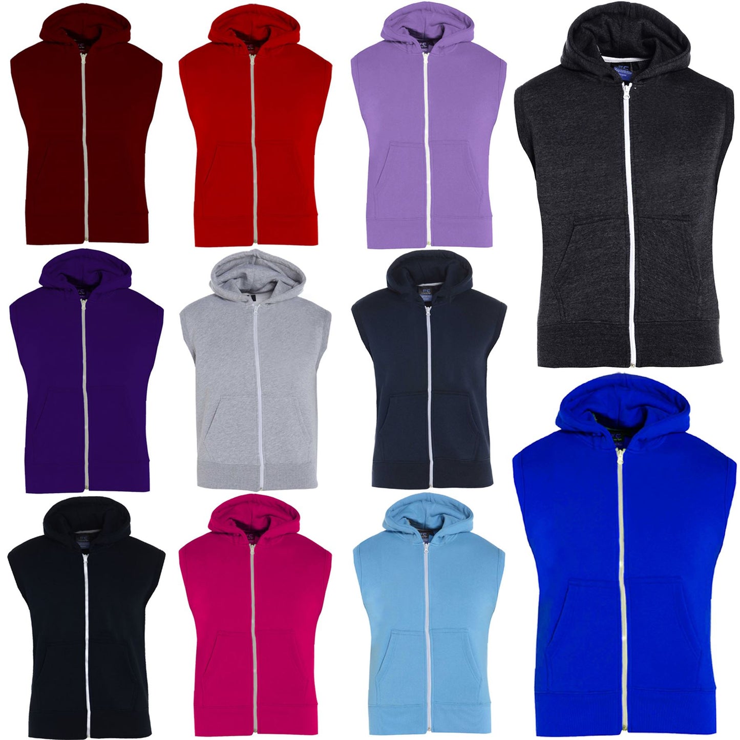 Kids Hooded Gilet Jacket Fleece Fabric No Sleeve Zipper Coat Boys Age 5-13 Year
