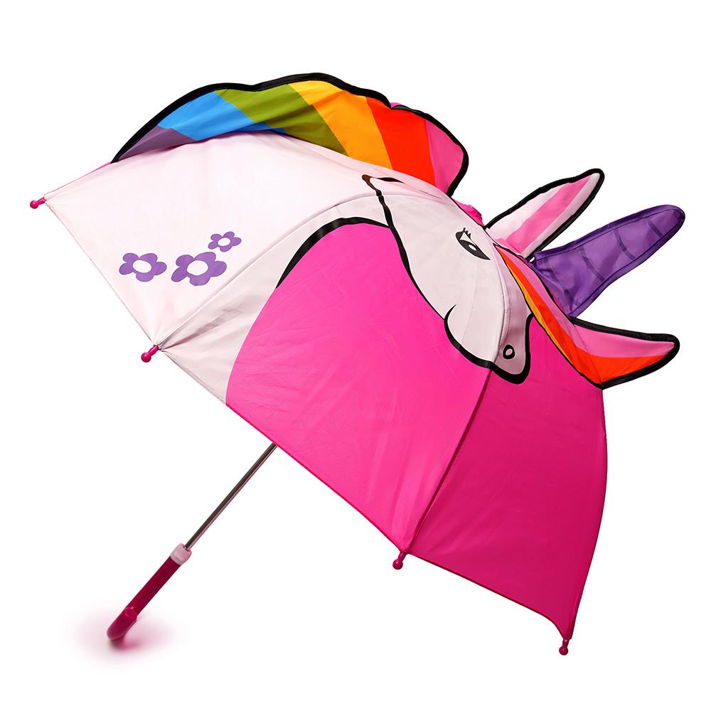 Kids Shark Dino Unicorn 3D Umbrella Lightweight Waterproof Brolly 45cm Canopy