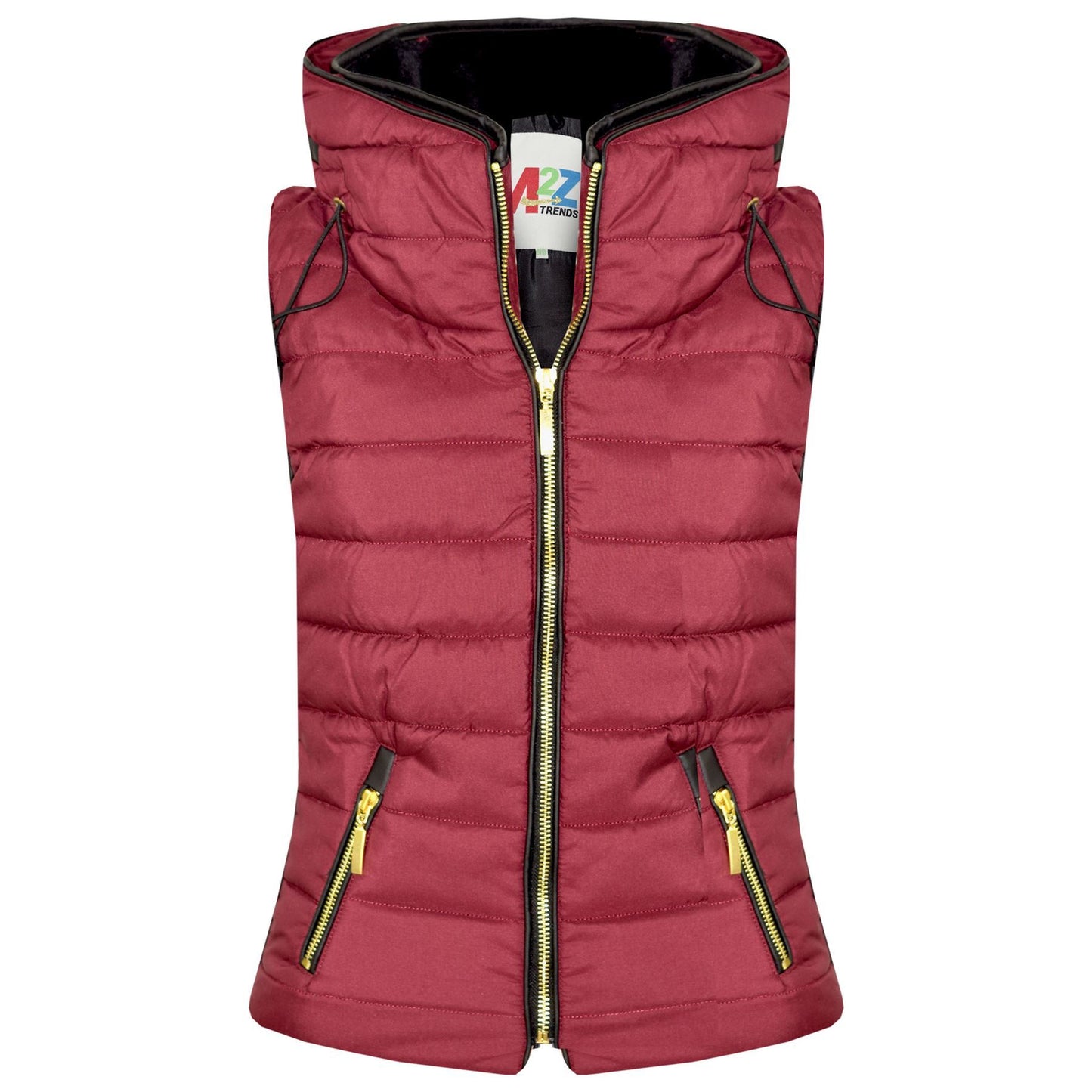 A2Z 4 Kids Kids Girls Boys Designer's Wine Sleeveless Hooded Padded Quilted Puffer Bubble Gilet Bodywarmer Jackets 5 6 7 8 9 10 11 12 13 Years