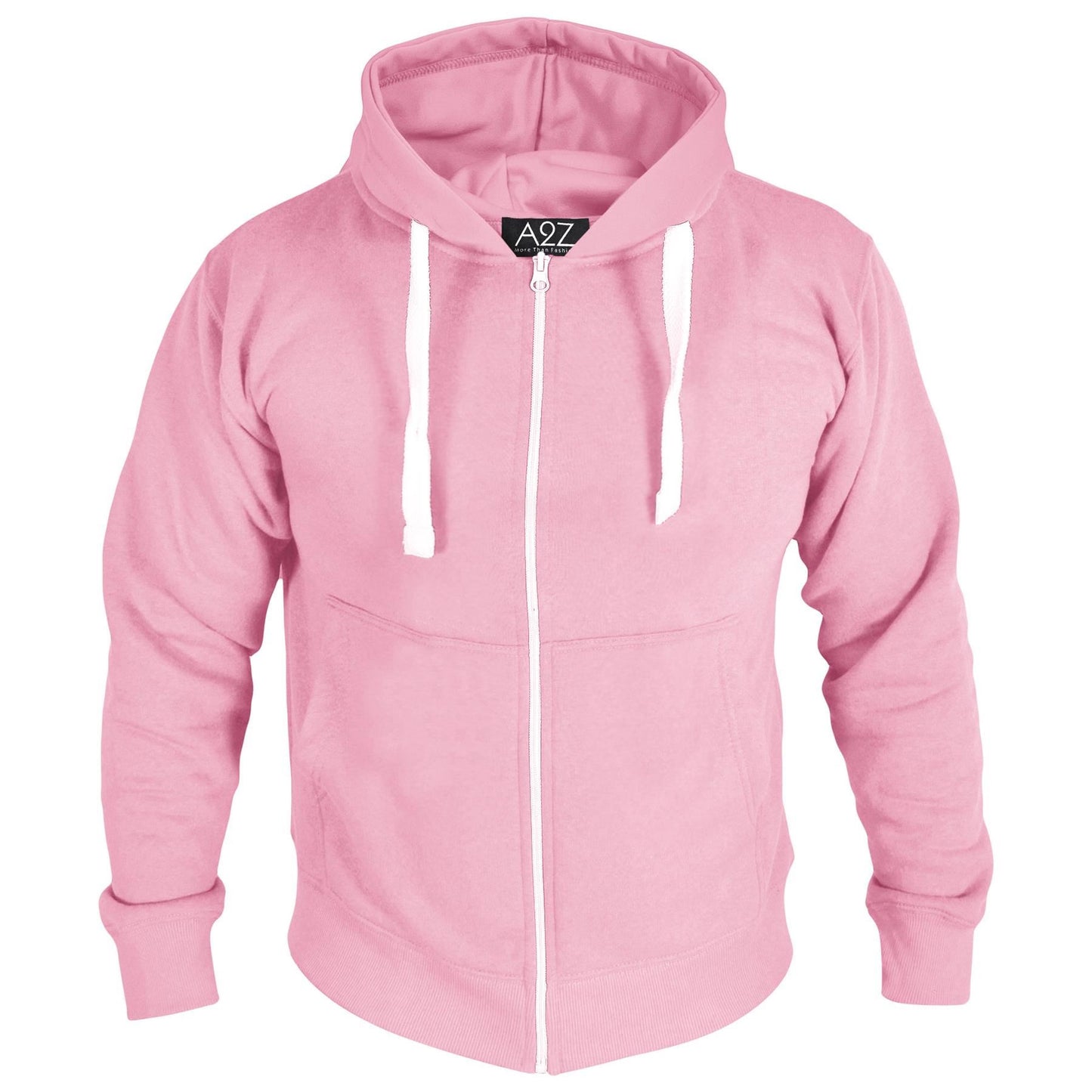 Mens Fleece Plain Zipper Hooded Long Sleeve Sweatshirt For Adults S-4XL