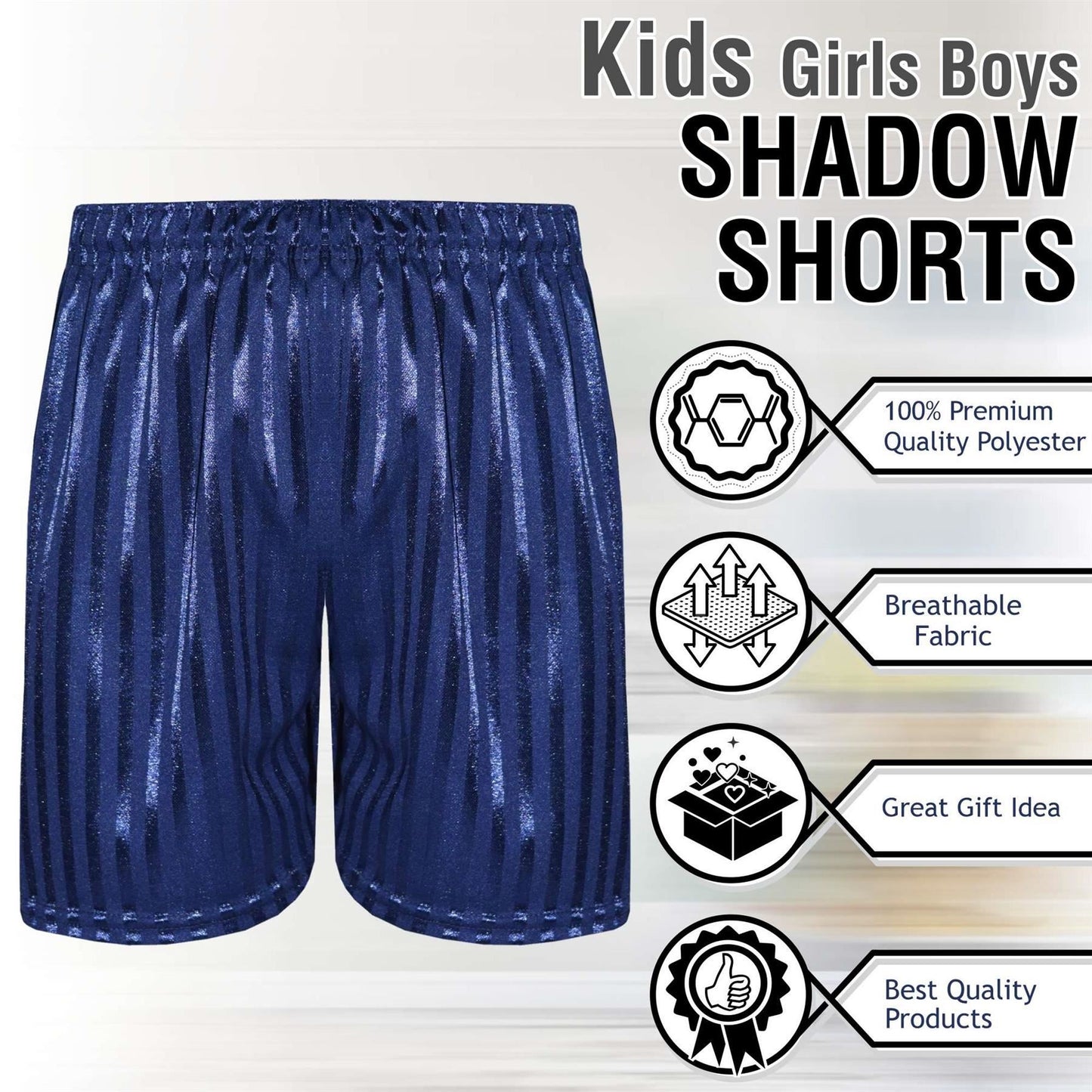 A2Z 4 Kids Shadow Stripe PE Shorts Pack of 2 Football Gym Shorts Age 2-13 Years
