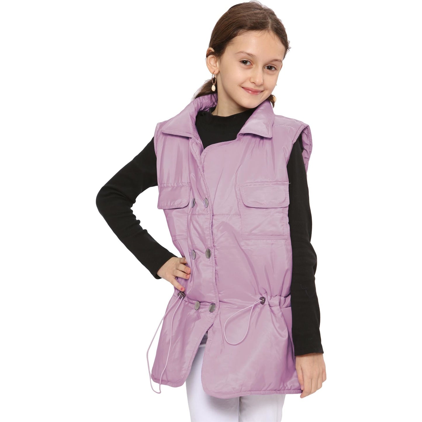 Kids Girls Sleeveless Coat Gilet Fashion Oversized Gilet Style Jacket Coat