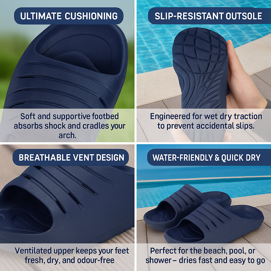 A2Z Mens Sliders Shower Sandals EVA Non Slip Slip On Pool Beach Slides Open Toe
