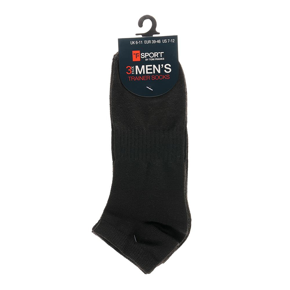 A2Z Mens 3 Pack Trainer Socks Black White Low Cut Sports with Arch Support Mesh