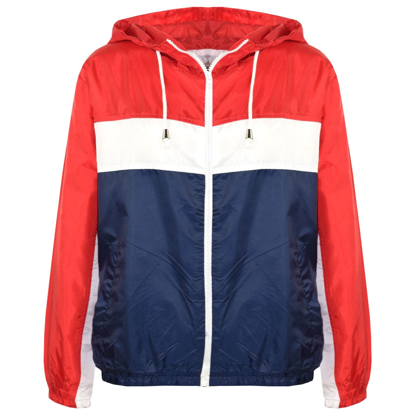 Kids Boys Girls Windbreaker Contrast Block Hooded Jackets Rain Mac Raincoat 5-13