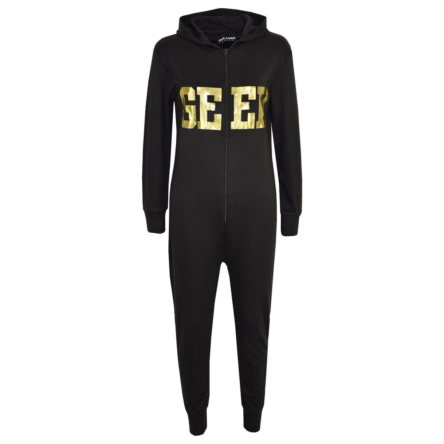 A2Z 4 Kids Girls Boys GEEK Hooded Onesie Children Hooded Ribbed Cuffs Pyjamas