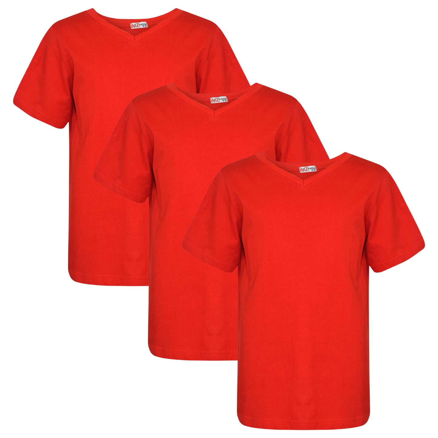 Girls Boys Basic 3 Pack Cotton T-Shirt Short Sleeve V Style Crew Neck Kids Top