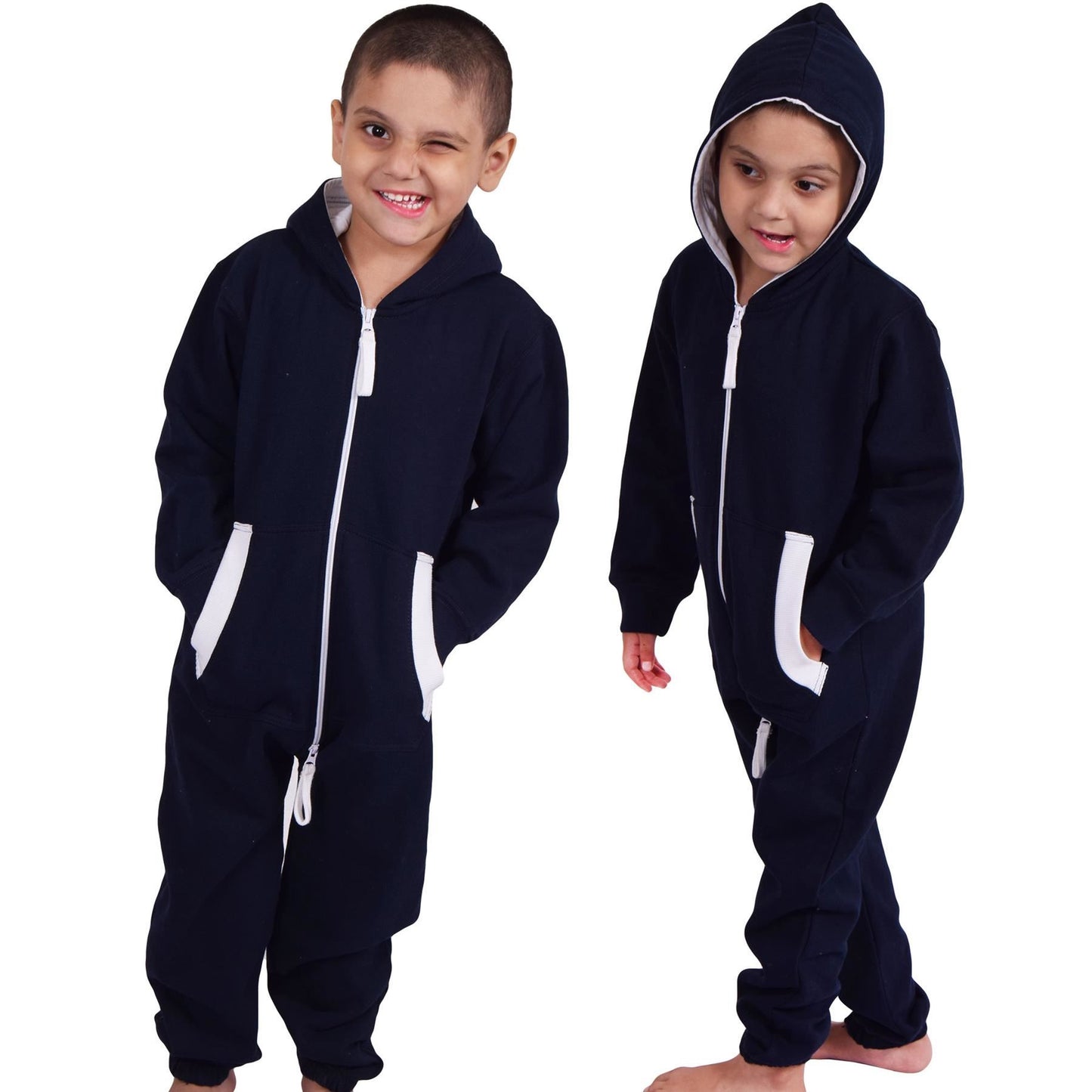 A2Z Onesie One Piece Kids Navy Pyjamas Sleepsuit Costume Girls & Boys 5-13 Years