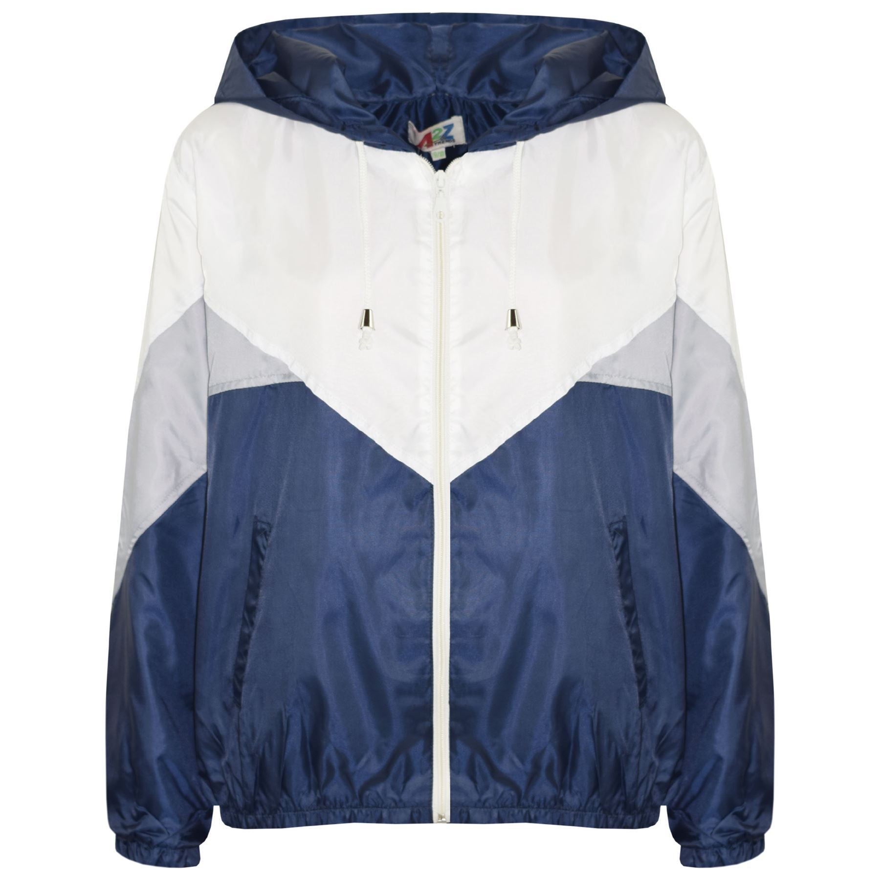 A2Z 4 Kids Windbreaker Navy Waterproof Raincoat Jackets Contrast Panels Shower Resistant Lightweight Hooded Coat Girls Boys Age 5-13 Years - A2Z 4 Kids