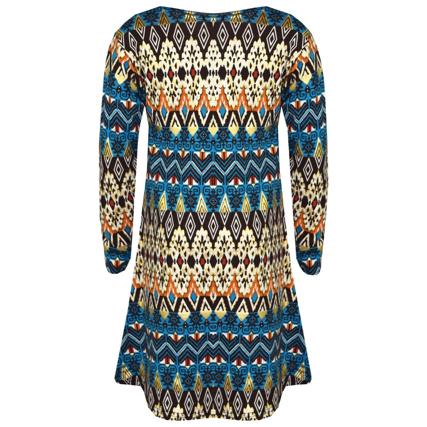 Girls Skater Dress Kids Aztec Print Summer Party Swing Midi Dresses 7-13 Years