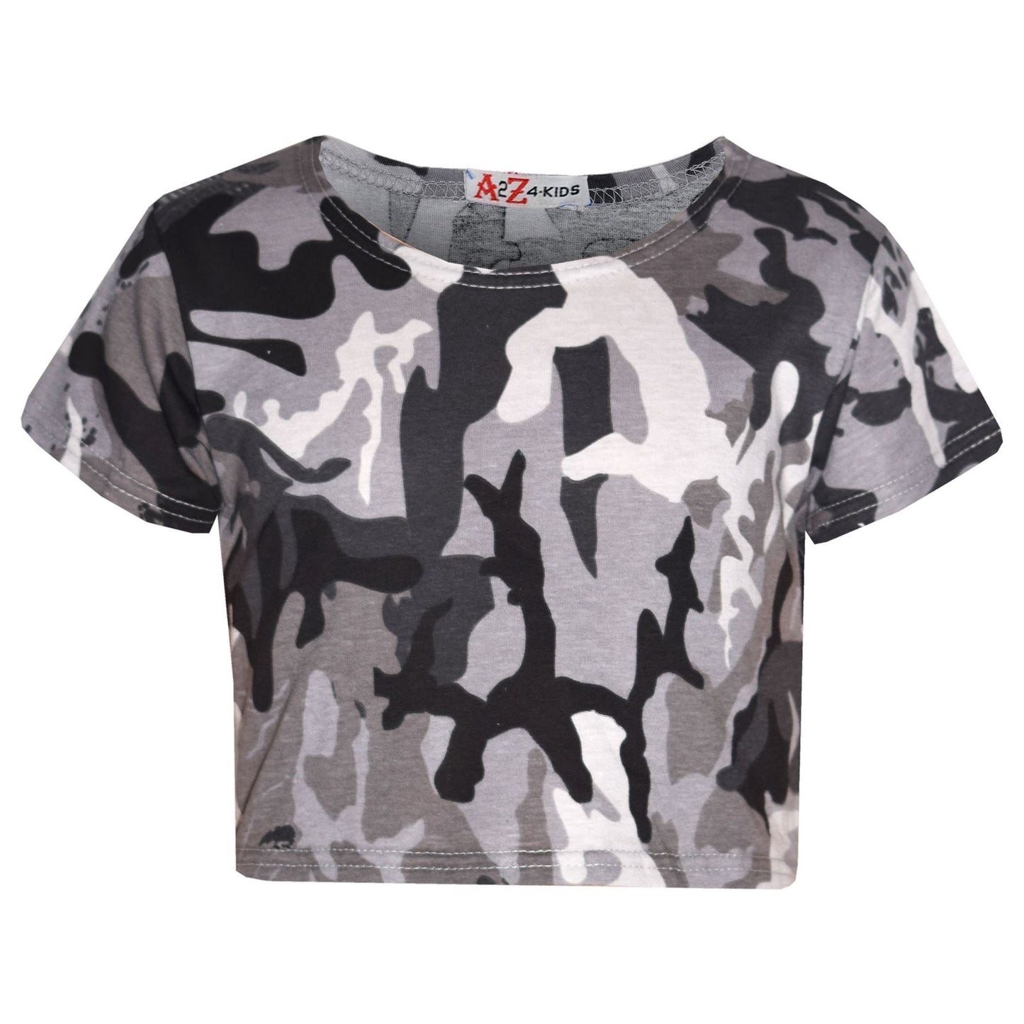 A2Z 4 Kids Camouflage Crop Top & Skater Skirt Set Short Sleeves T Shirt Summer Outfit 2 Piece Activewear For Girls Age 5-13 years