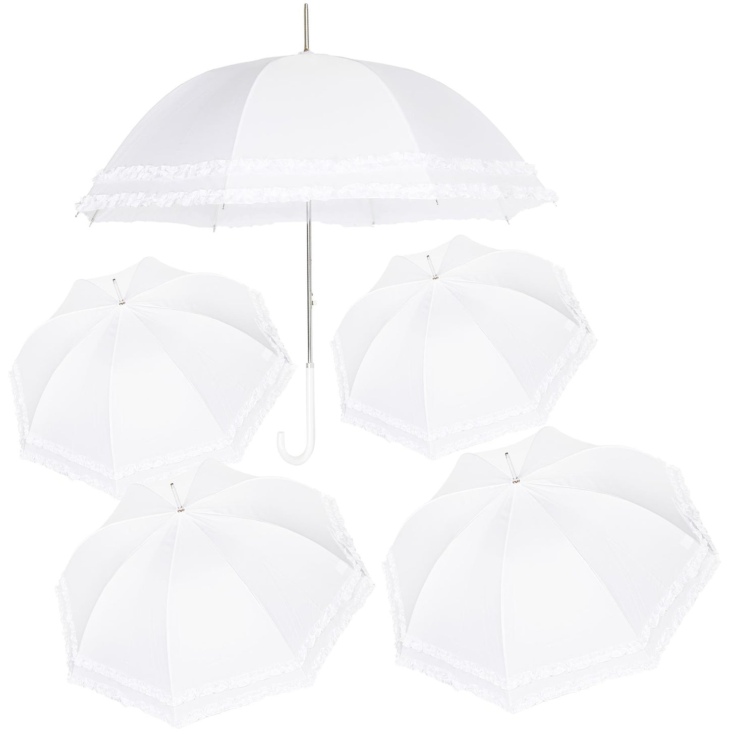 A2Z Ladies Bridal Umbrella Wedding Brolly Double Ruffle Lace Walking Dome Canopy