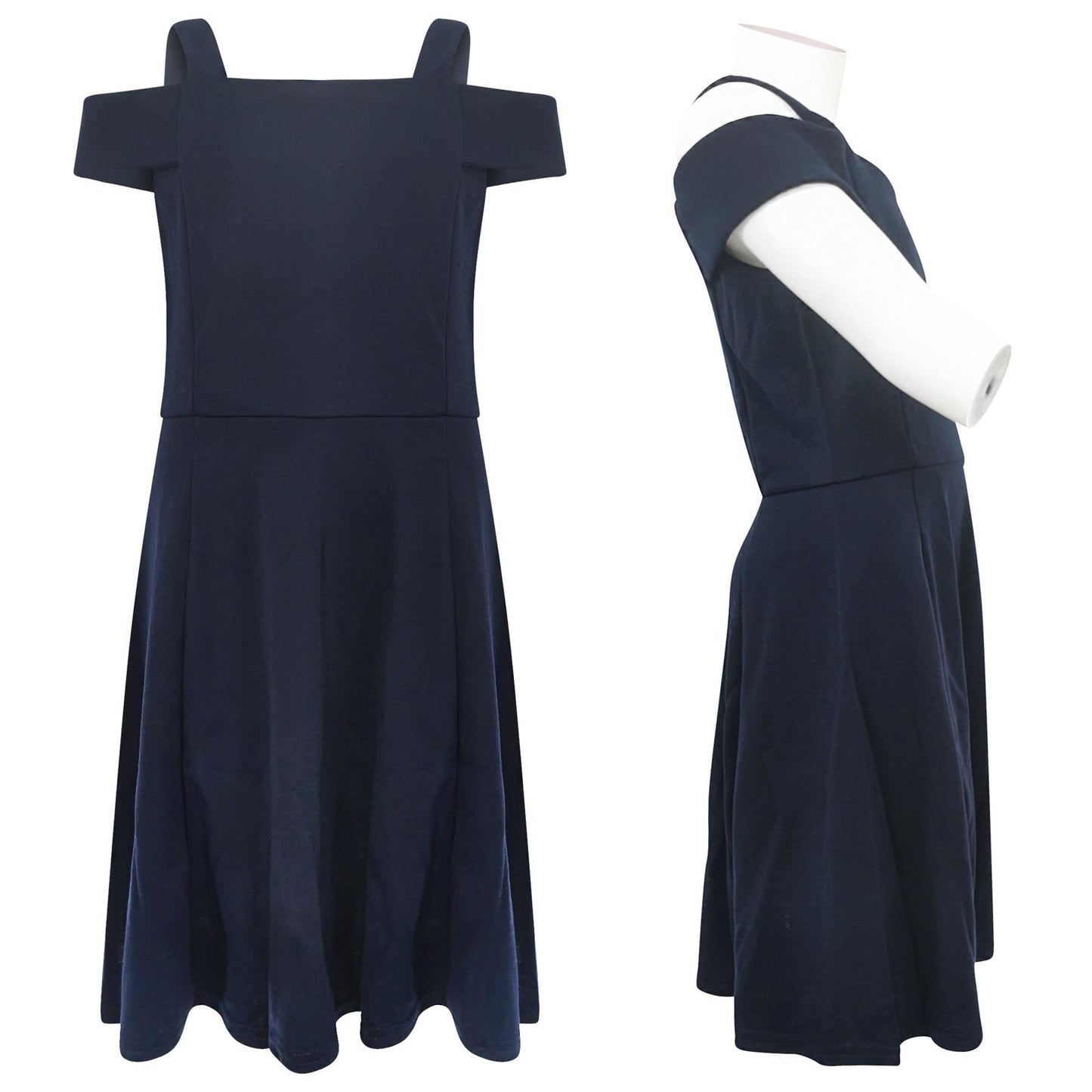 Kids Girls Off Shoulder Dress Skater Dress Sleeveless Party Dress Casual 2-8 Yrs