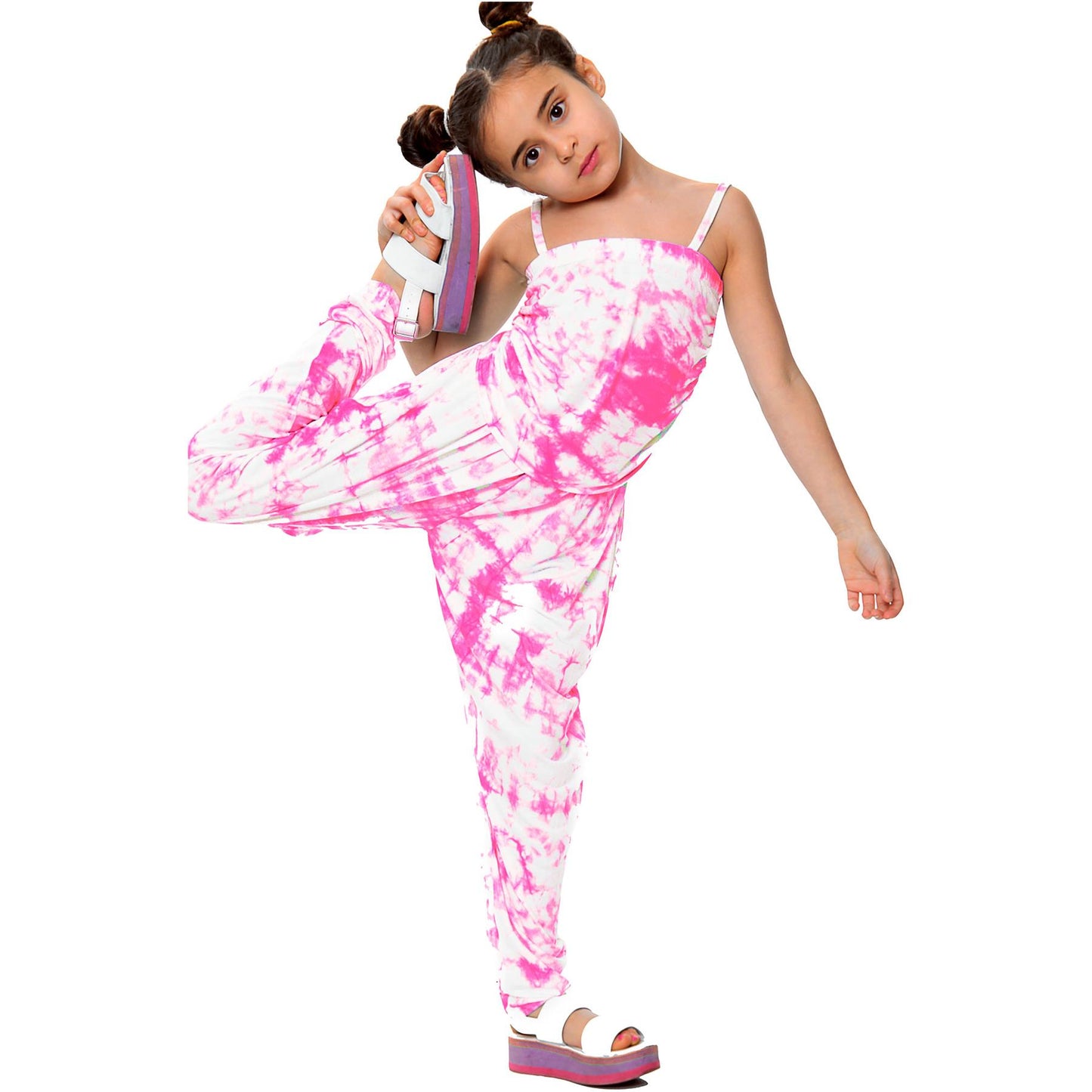 Kids Girls Jumpsuit Tie Dye Print Trendy Fahsion Playsuit All In One Jumpsuits
