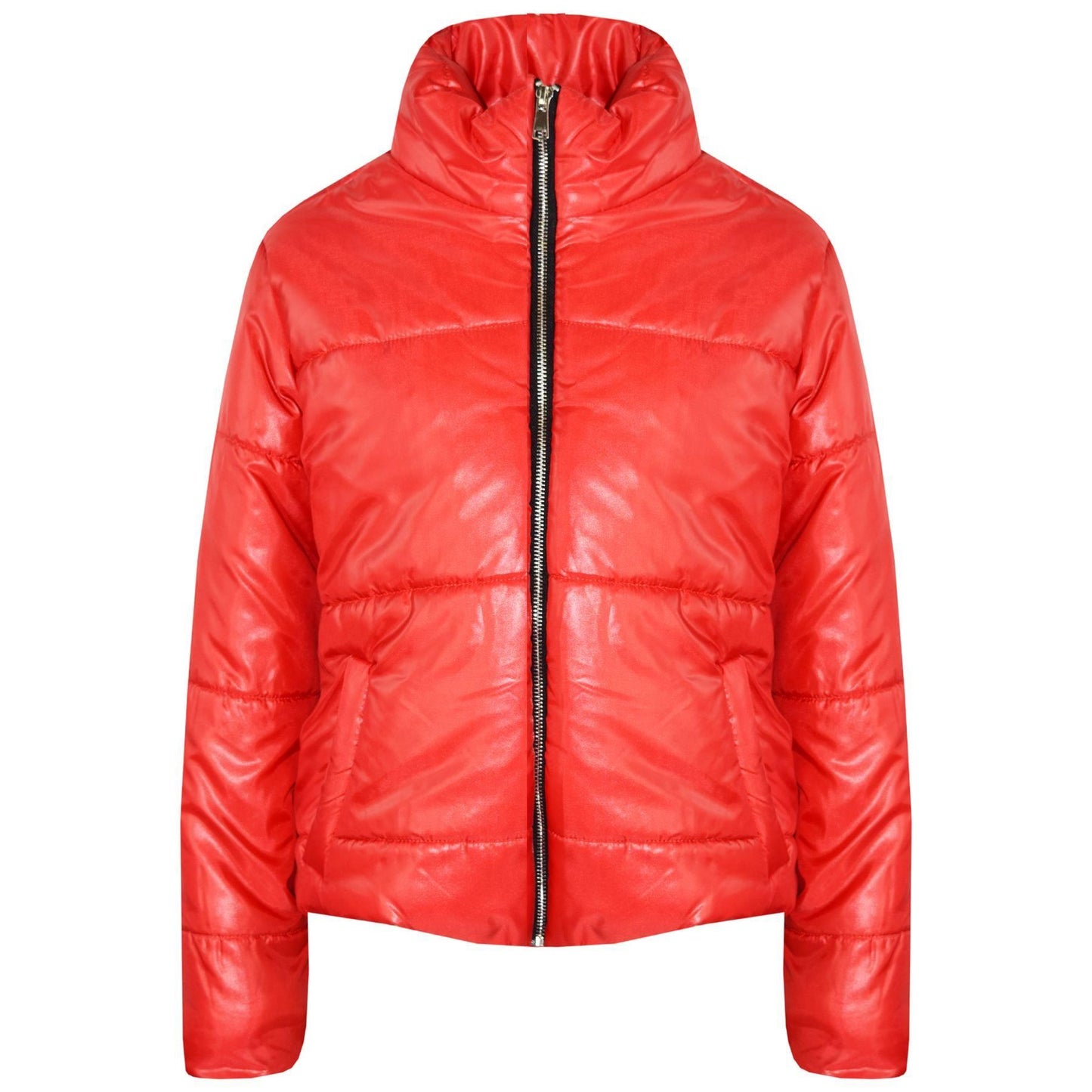 Girls Jacket Kids Wetlook Cropped Padded Quilted Puffer Bubble Jackets Coat 5-13