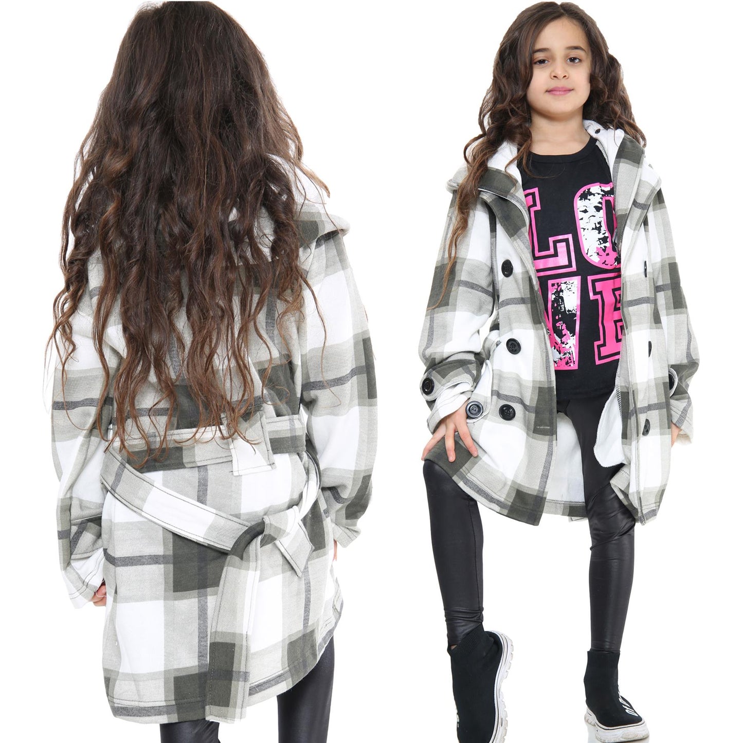 A2Z 4 Kids Parka Jacket Hooded Warm Jacket Oversized Belted Cuffs 5 -13 Years