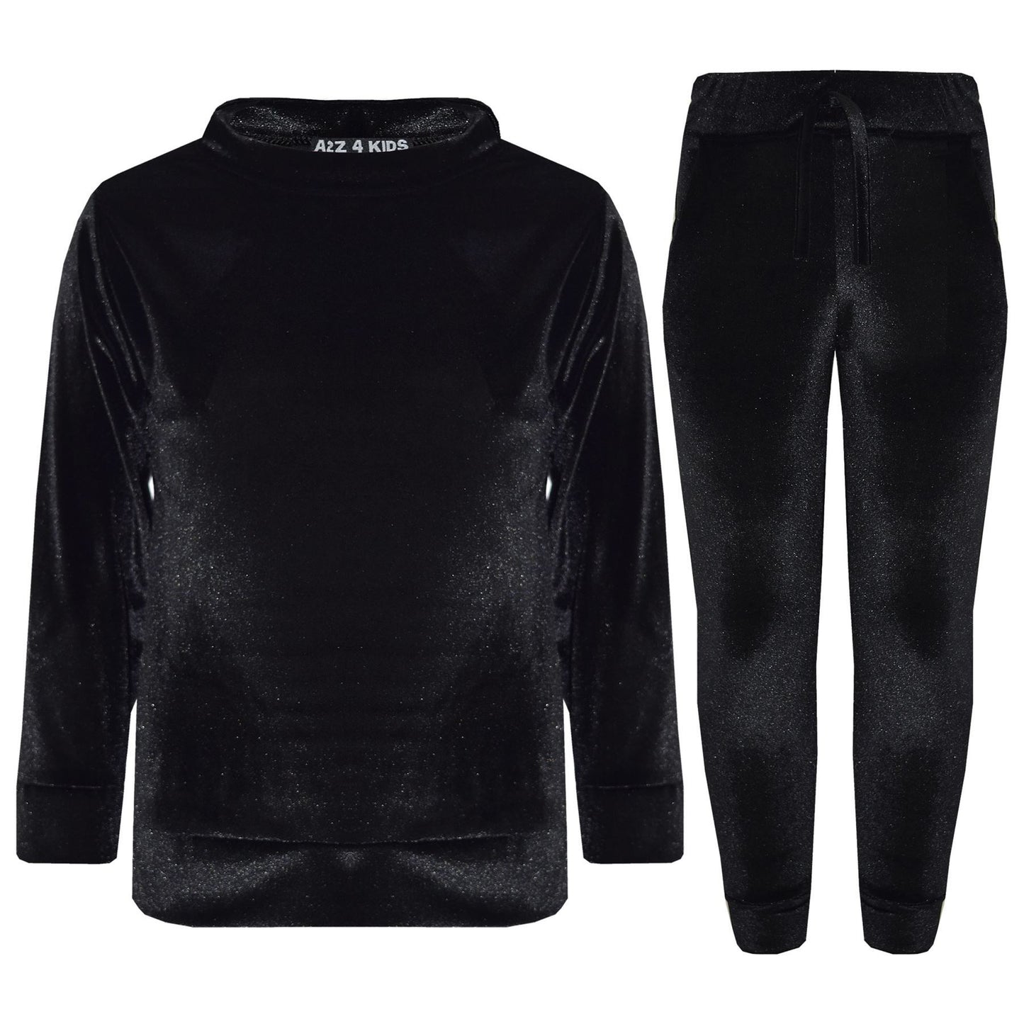 Kids Jogging Suit Girls Plain Velour Hoodie Bottom Lounge Suit Tracksuit 5-13 Yr