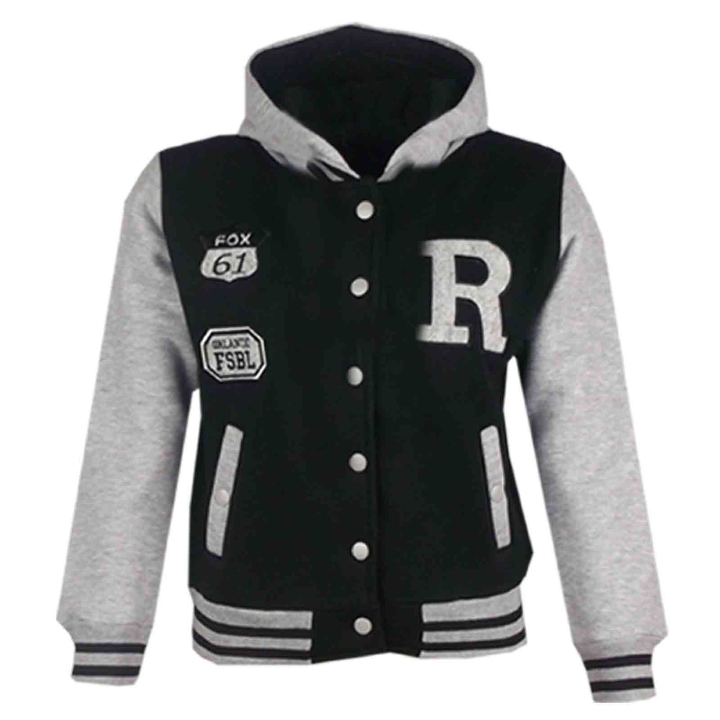 Kids Baseball Hooded R Fashion NYC/FOX Jacket Long Sleeve Coat Girls Boys 2-13Yr