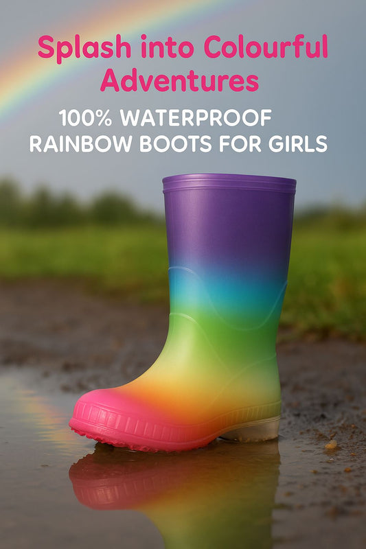 A2Z 4 Kids Girls Rainbow Wellies Waterproof PVC Rain Boots Wellington Snow Boot