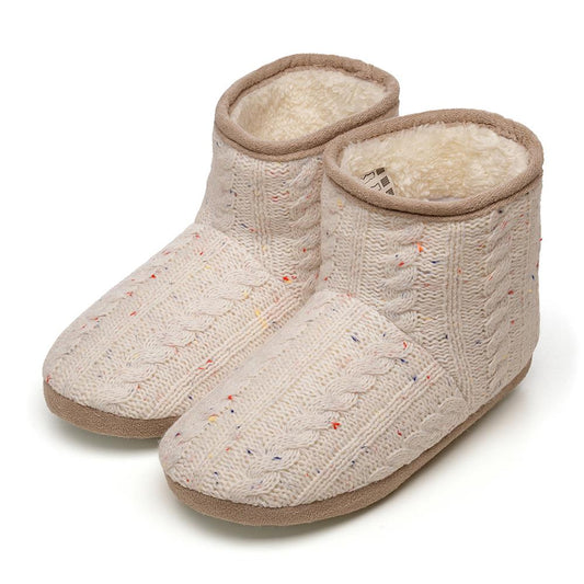 A2Z Ladies Speckled Knit Bootie Slippers Warm Plush Indoor Winter House Shoes