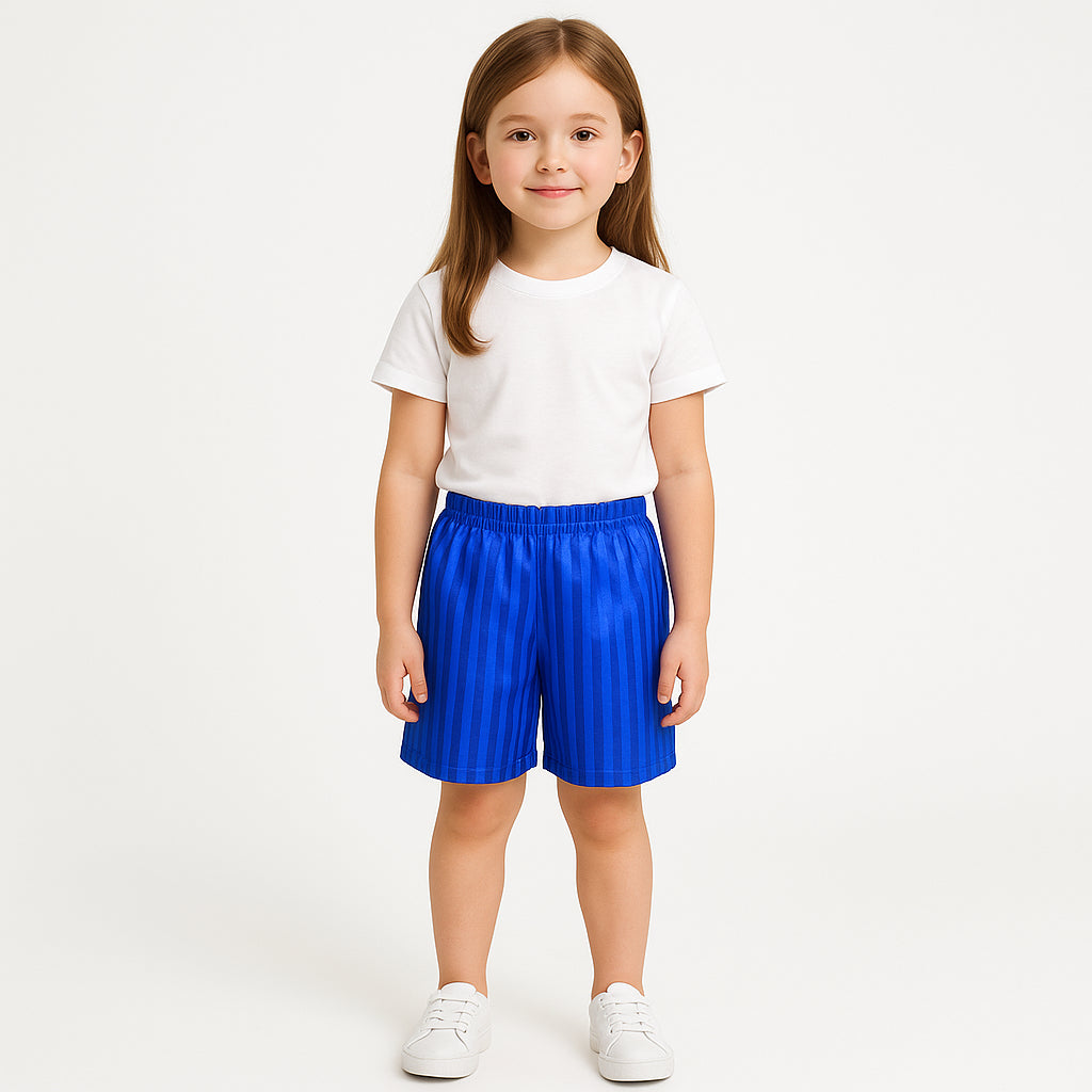 Kids Girls Boys Shadow Stripe PE Shorts Sports Football Gym School Short 2-13