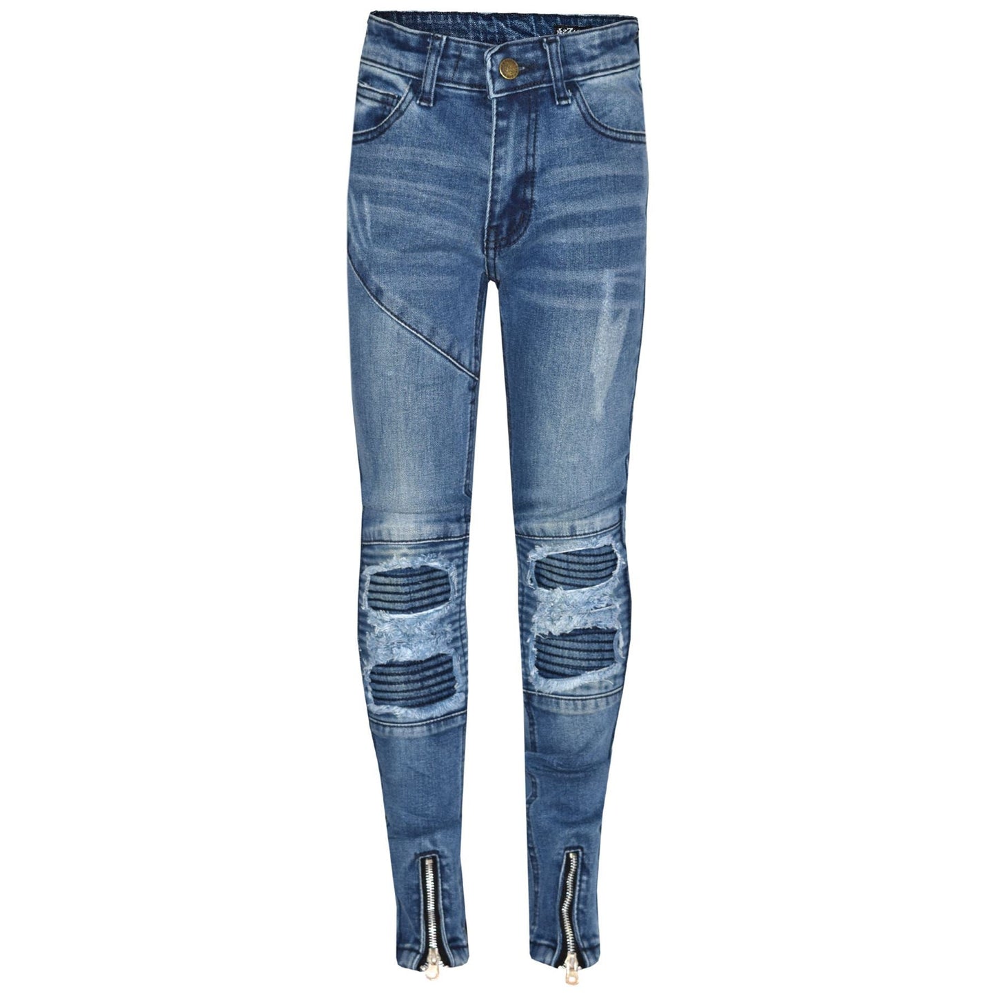 Kids Girls Stretchy Jeans Designer Ripped Drape Panel Denim Pant Trouser 5-13 Yr