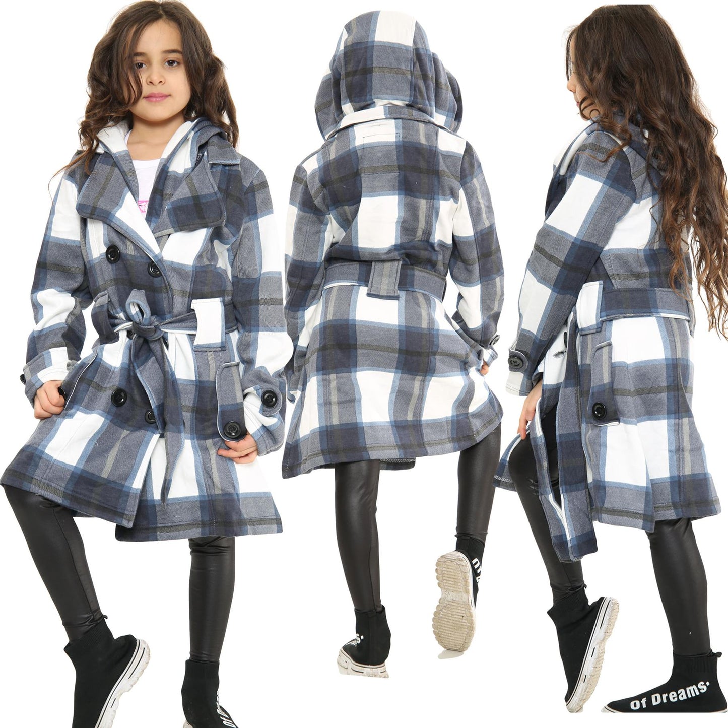 A2Z 4 Kids Parka Jacket Hooded Warm Jacket Oversized Belted Cuffs 5 -13 Years