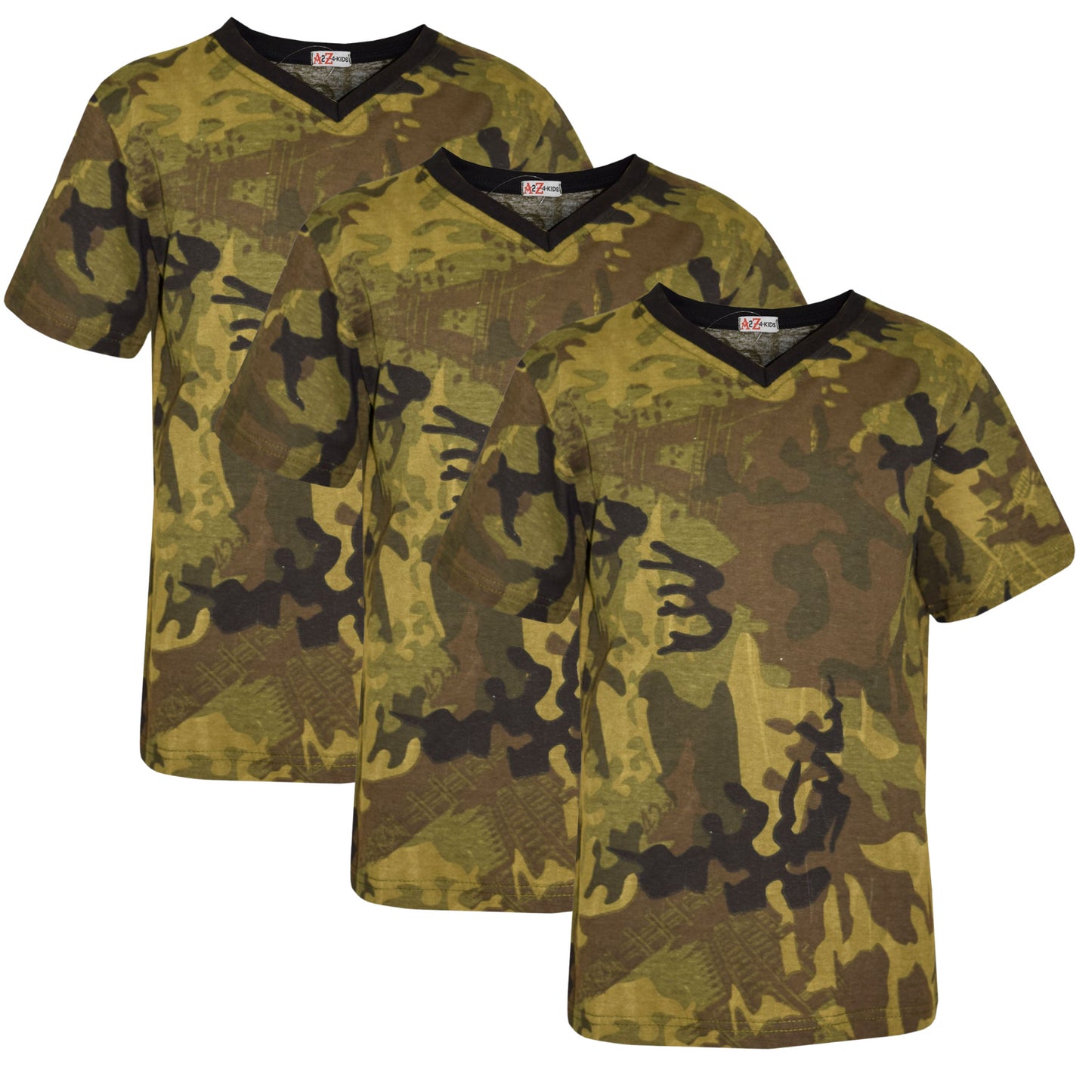 Girls Boys Basic 3 Pack Cotton T-Shirt Short Sleeve V Style Crew Neck Kids Top