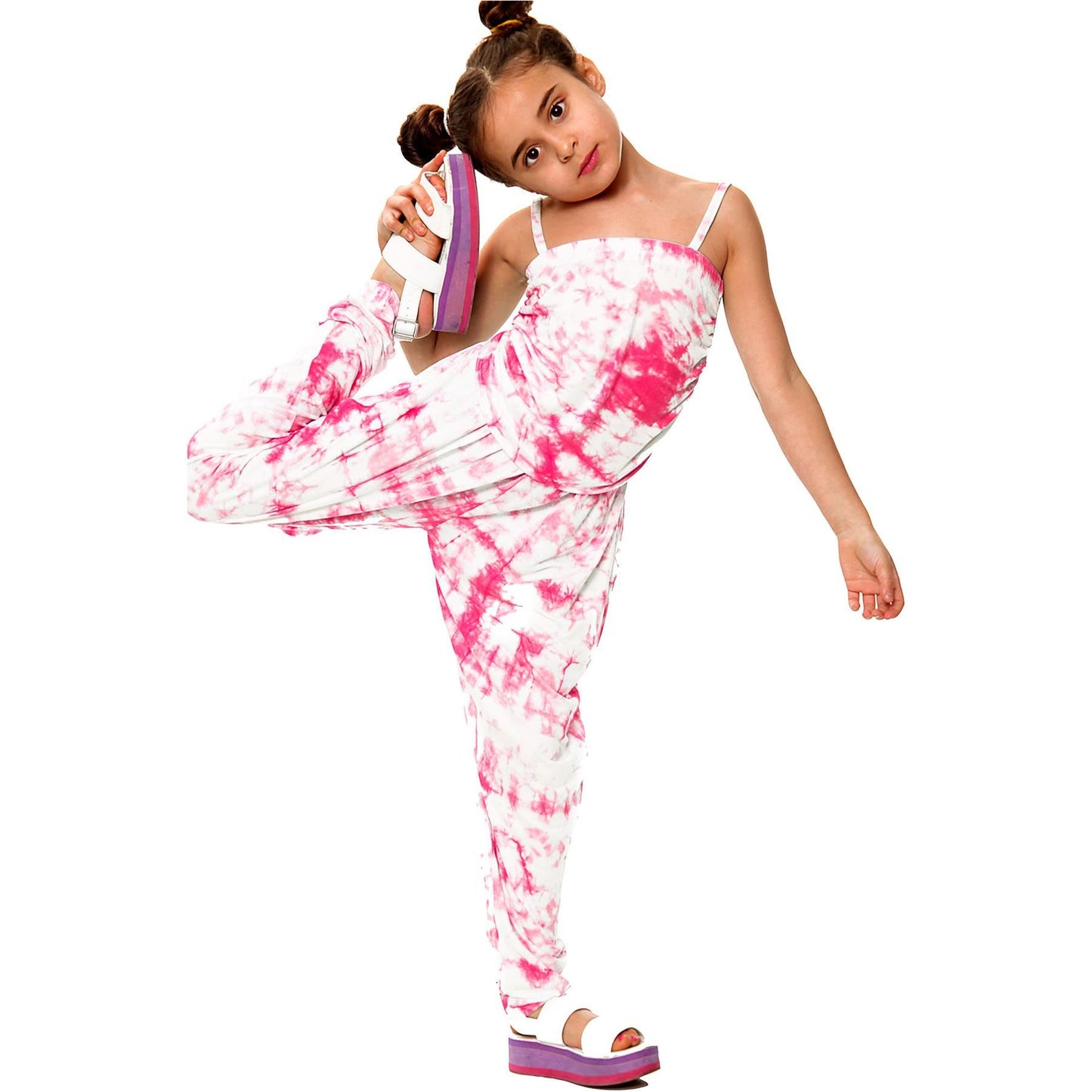 Kids Girls Jumpsuit Tie Dye Print Trendy Fahsion Playsuit All In One Jumpsuits