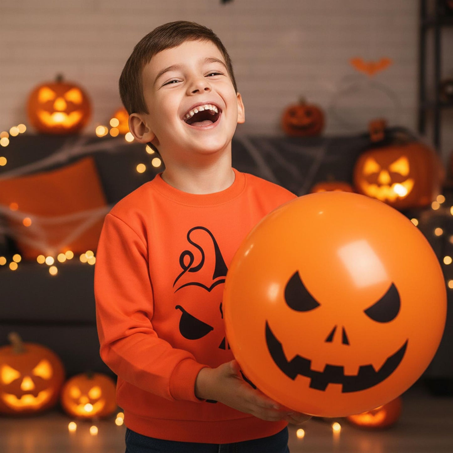 Kids Girls Boys Halloween Pumpkin Sweatshirt Long Sleeve Pullover Shirts 5-14