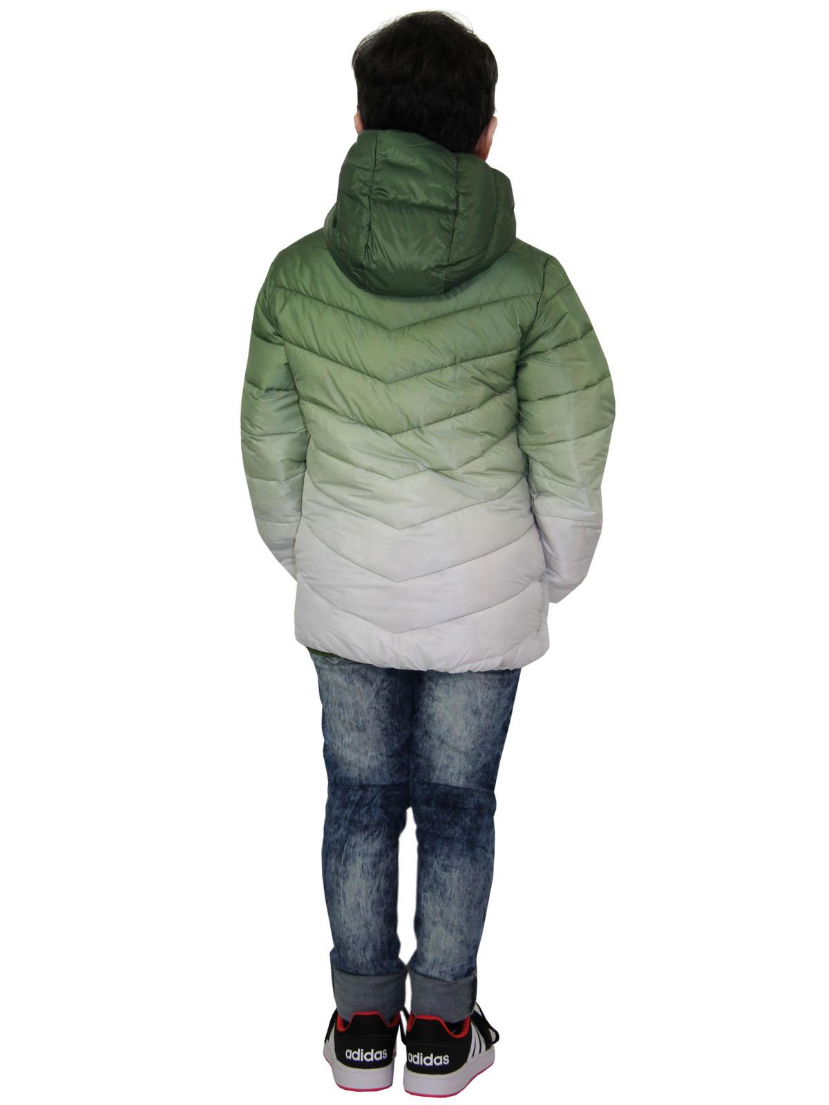 Kids Boys Hooded Jackets 3D Two Tone Fade Gradient Padded Warm Thick School Coat