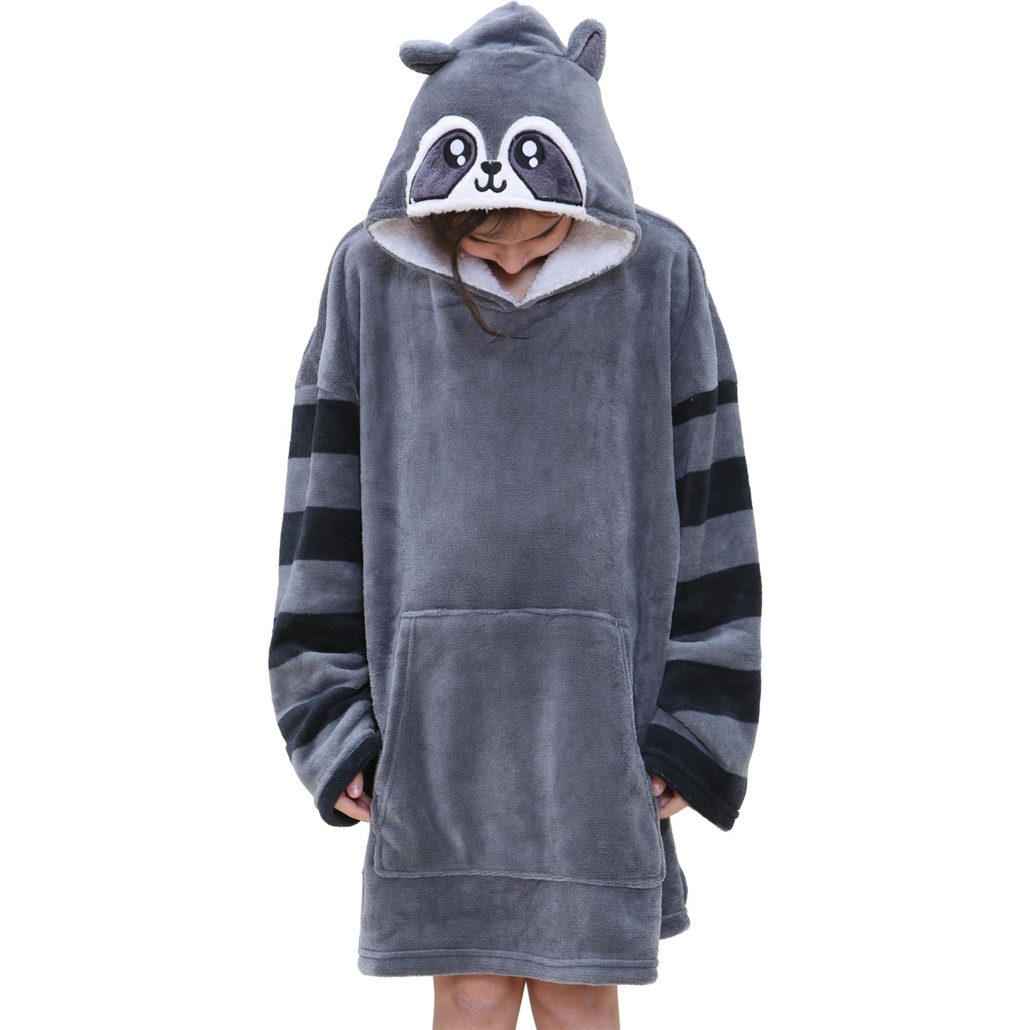 Kids Girls Boys Oversized Hoodie Snuggle Blanket Super Soft Warm Fleece 3-13 Yrs