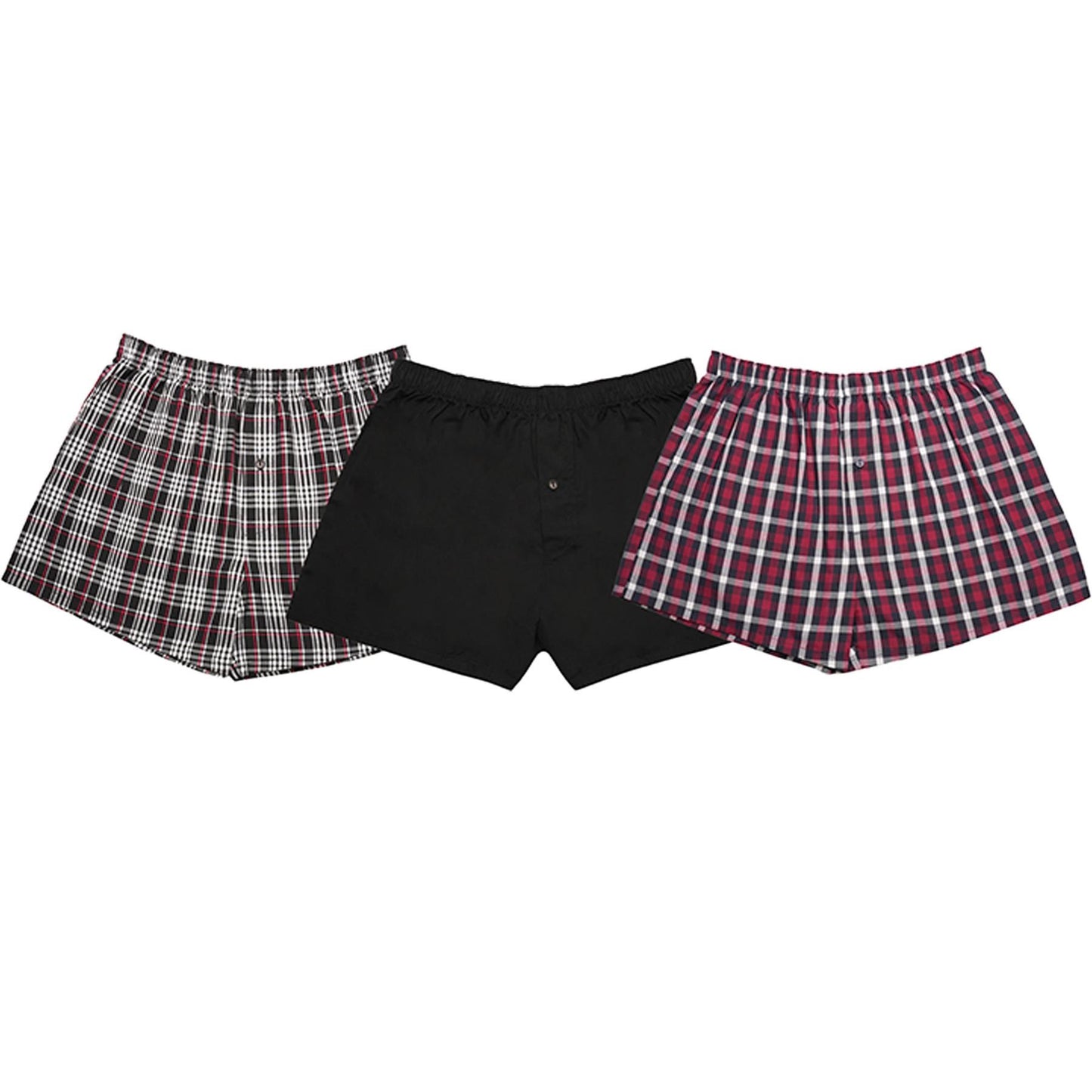 Mens Check Woven Boxer Shorts Underwear Pack Of 3 Knickers Elasticated Waistband